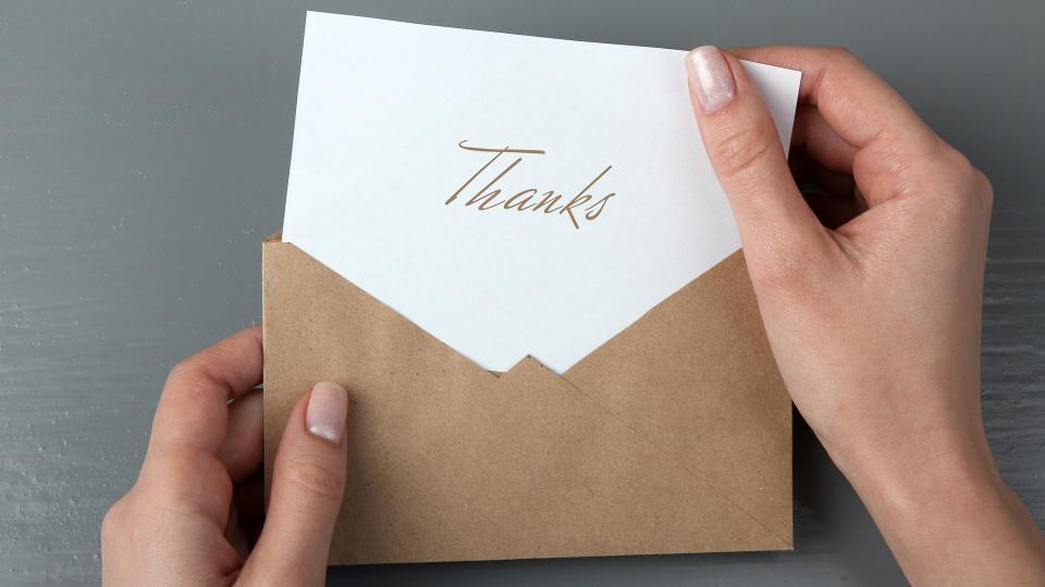 thank you card.