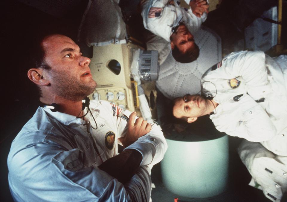 FILE--Tom Hanks, left, Kevin Bacon, center, and Bill Paxton appear in character in Universal Pictures "Apollo 13." The film was nominated for Best Picture in the 68th Annual Academy Awards announced in Los Angeles Tuesday, Feb. 13, 1996. (AP Photo/files/Universal Pictures)