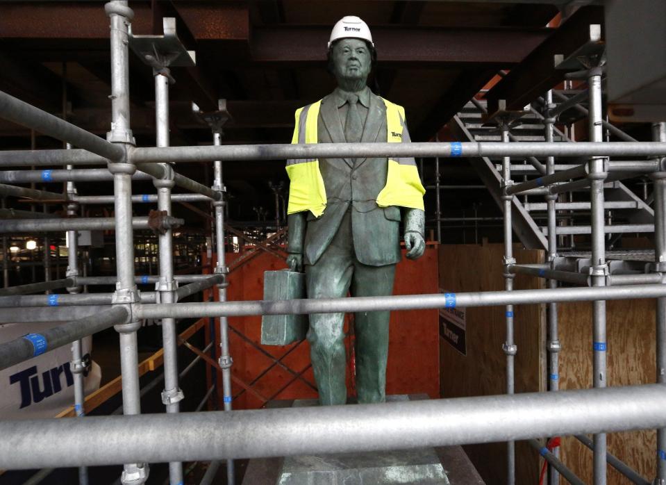 Scaffolding was erected around the James A. Rhodes State Office Tower, and its namesake former governor's statue, while the East Broad Street high-rise was renovated.