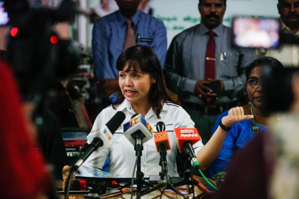 Deputy Minister of Education Teo Nie Ching speaks during her visit at SJK (T) Permatang Tinggi in Nibong Tebal June 25, 2019. ― Picture by Sayuti Zainudin