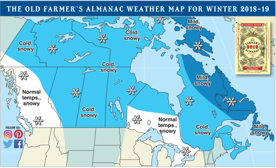 The Old Farmer’s Almanac Weather Map for Winter