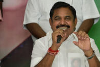 <p><strong>WINS</strong> from <strong>Edappadi</strong> (Tamil Nadu) against T Sambathkumar (DMK) by 93,802 votes</p> 