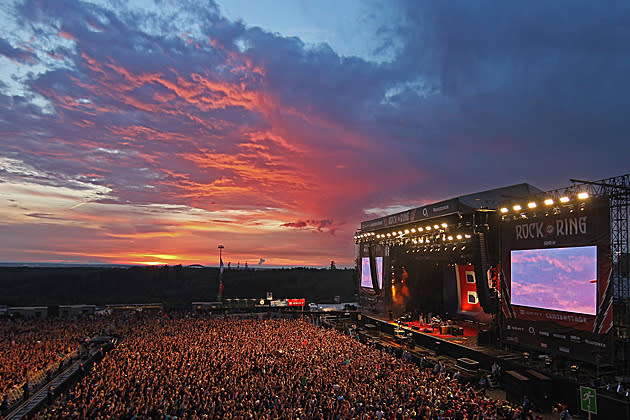 The setting for alternative festival Rock am Ring 2011 is Germany's mountainous Nürburgring motorsports complex.