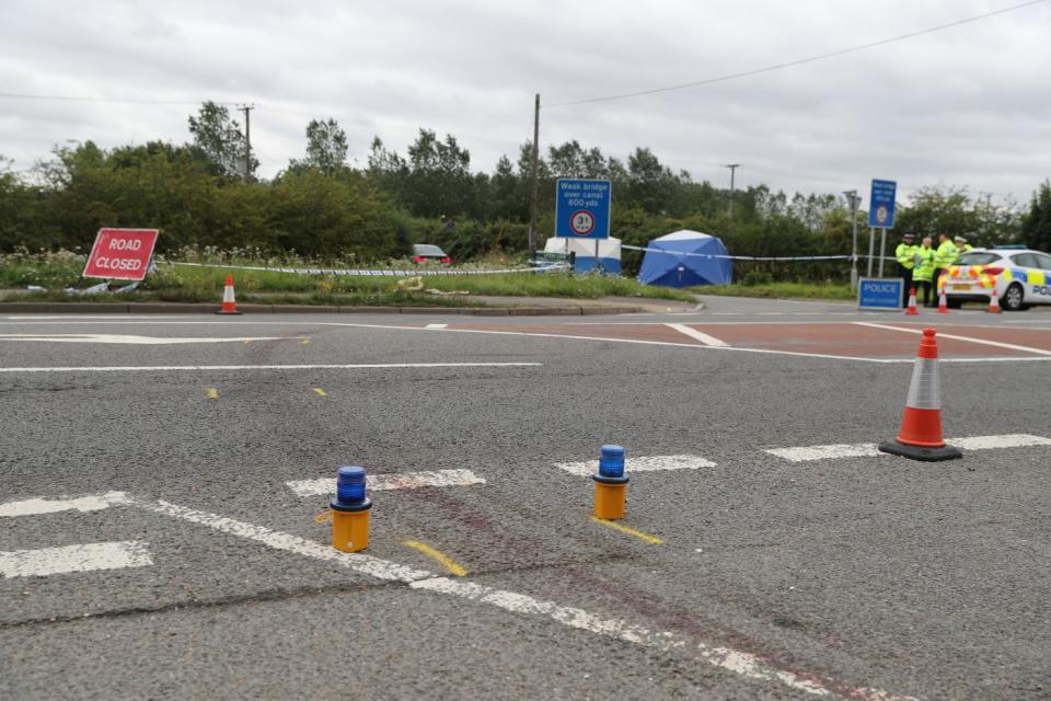 The scene at Bath Road as forensics continue their investigations (PA)