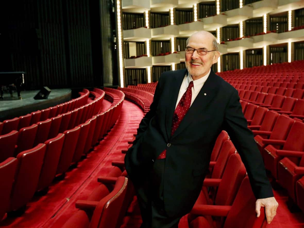 Peter Herrndorf, former president and CEO of the National Arts Centre, stands in the NAC's Southam Hall in Ottawa in 2012. He died on Saturday, Feb. 18, 2023, at age 82.  (Fred Chartrand/The Canadian Press - image credit)