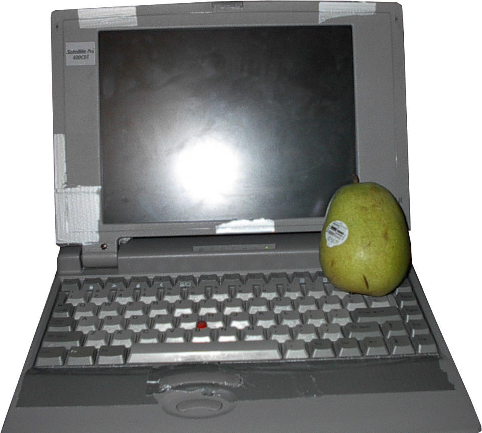 A well-used Toshiba Satellite Pro 400CDT.