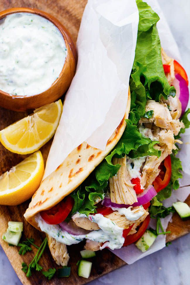 Slow Cooker Greek Chicken Gyros