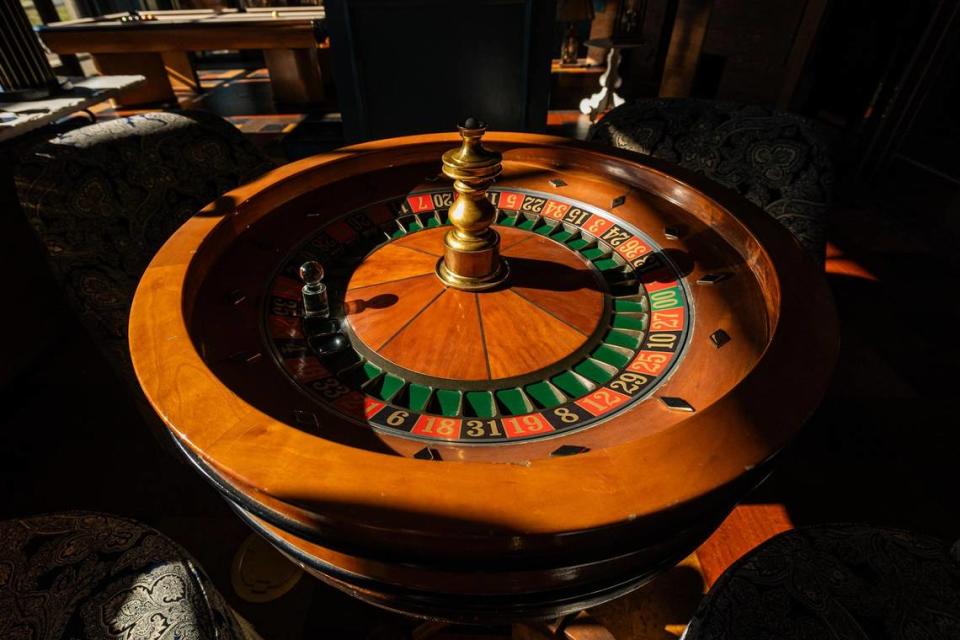 A roulette wheel in the ‘arcade room’ at the new Bowie House hotel in Fort Worth on Tuesday, Nov. 28, 2023. Chris Torres/ctorres@star-telegram.com