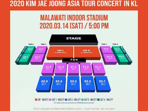 The seat map for Jae-joong's upcoming concert.