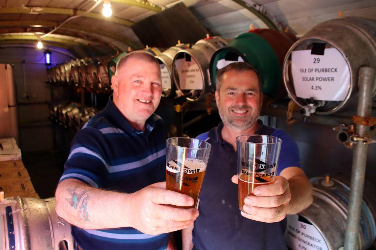 SR diesel gala beer festival Corfe Castle Barry Light & Andy Dunster (R) <i>(Image: Andrew PM Wright)</i>