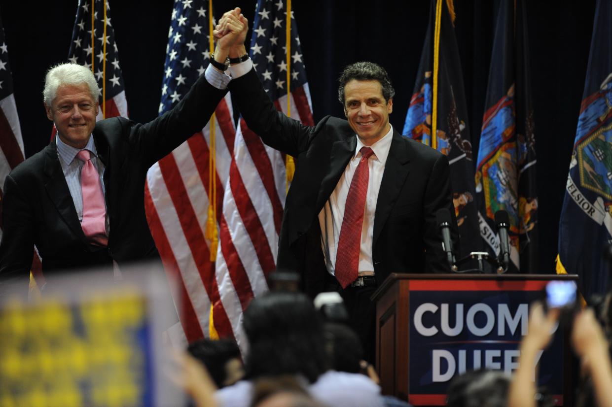 President Bill Clinton with gubenatorial candidate Andrew Cuomo at Klitgord Center, New York City College of Technology.