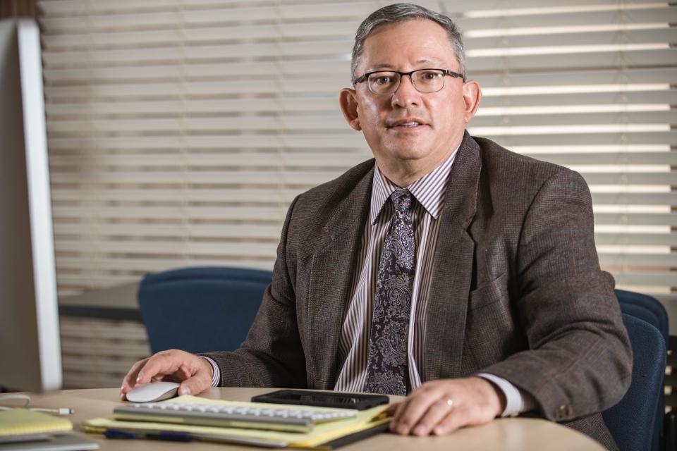 Ralph Ramos, the interim superintendent for Las Cruces Public Schools is pictured at his temporary office in the Las Cruces Public Schools administration building in Las Cruces on Thursday, March 4, 2021.