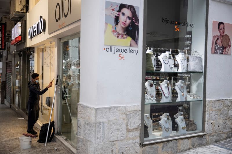 First day of the re-opening of retail stores, amid the coronavirus disease (COVID-19) pandemic, in Athens