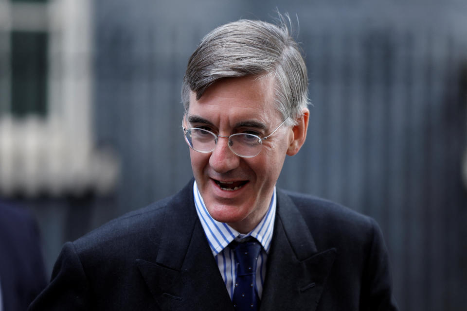 Business Secretary Jacob Rees-Mogg walks outside Number 10 Downing Street, in London, Britain September 7, 2022. REUTERS/John Sibley