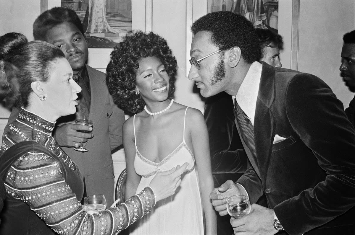 Princess Margaret meets members of the Four Tops and The Supremes backstage at the Royal Albert Hall in London on 30 November 1971. (Getty)