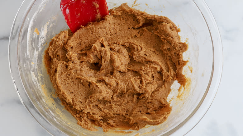 cookie bar batter in bowl