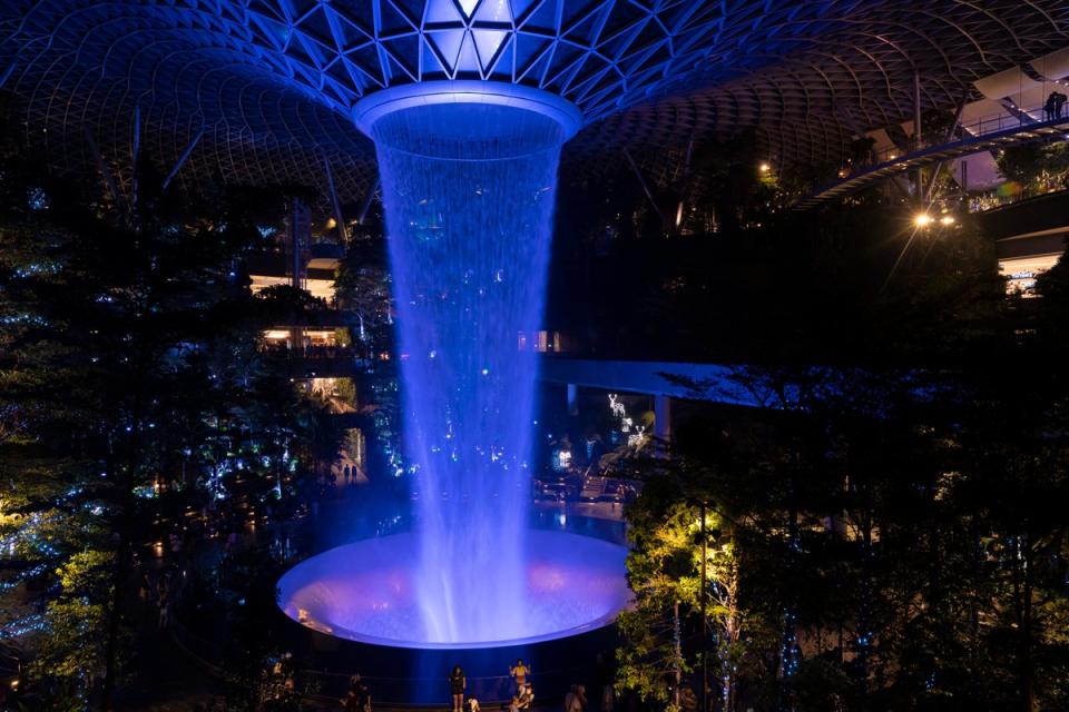 A view of the Rain Vortex Jewel - the world’s tallest indoor waterfall - at Singapore Changi (Getty Images)