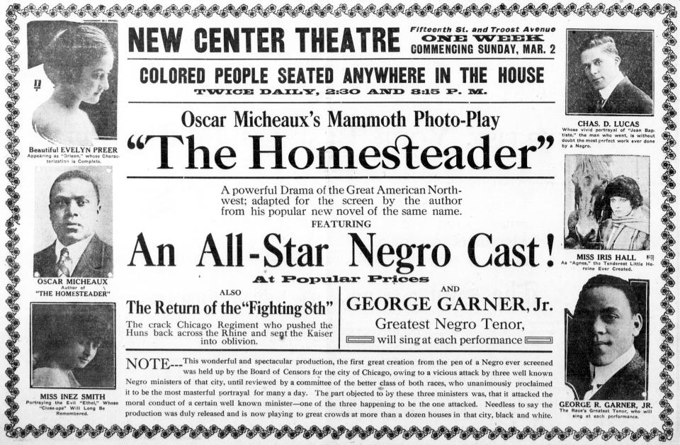 A period newspaper ad for <i>The Homesteader</i>.