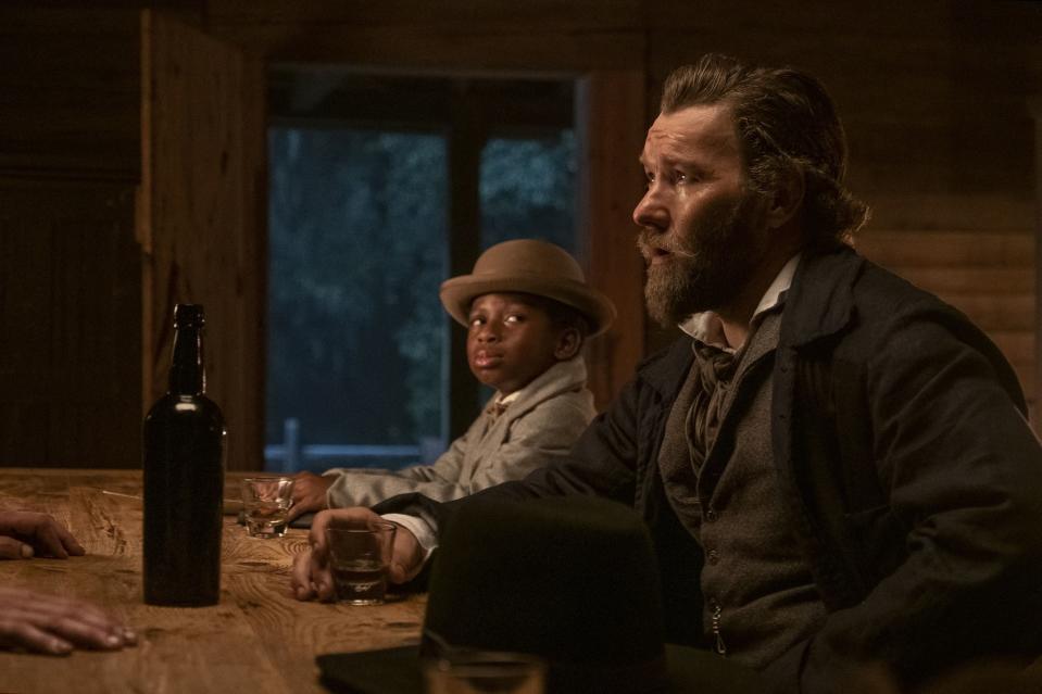 Chase W Dillon (as Homer) and Joel Edgerton (as Ridgeway) in <i>The Underground Railroad.</i>