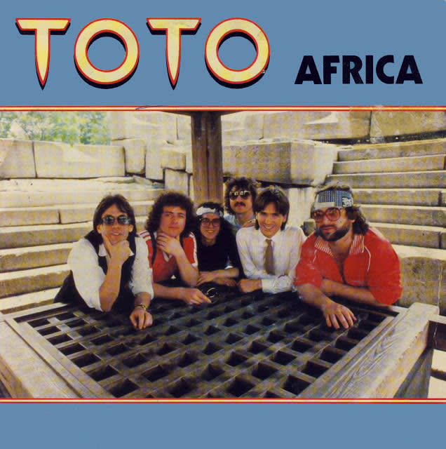 Toto’s “Africa” single art, 1982. (Photo” Columbia Records)