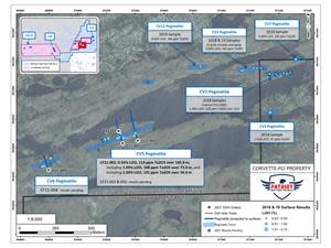 Drill hole locations – CV5-6 pegmatites