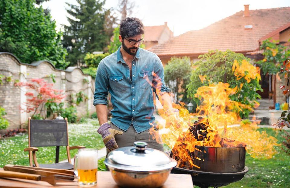 <p>For obvious reasons, leaving a fire blazing in your backyard unattended is certainly a fire hazard, but food also burns quickly under such intense heat, so stick around to keep an eye on it.</p>