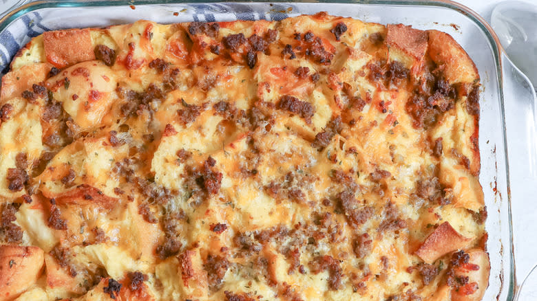 sausage strata baked in dish