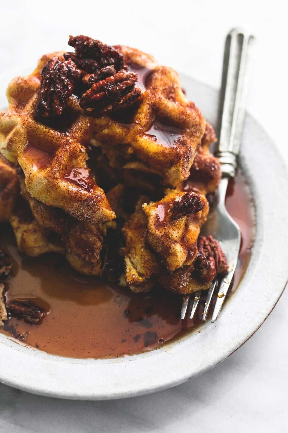 <p>No need to deal with messy batter.</p><p>Get the recipe from <a href="http://www.lecremedelacrumb.com/cinnamon-sugar-biscuit-waffles-4-ingredients/" rel="nofollow noopener" target="_blank" data-ylk="slk:Creme de la Crumb;elm:context_link;itc:0;sec:content-canvas" class="link ">Creme de la Crumb</a>.</p>