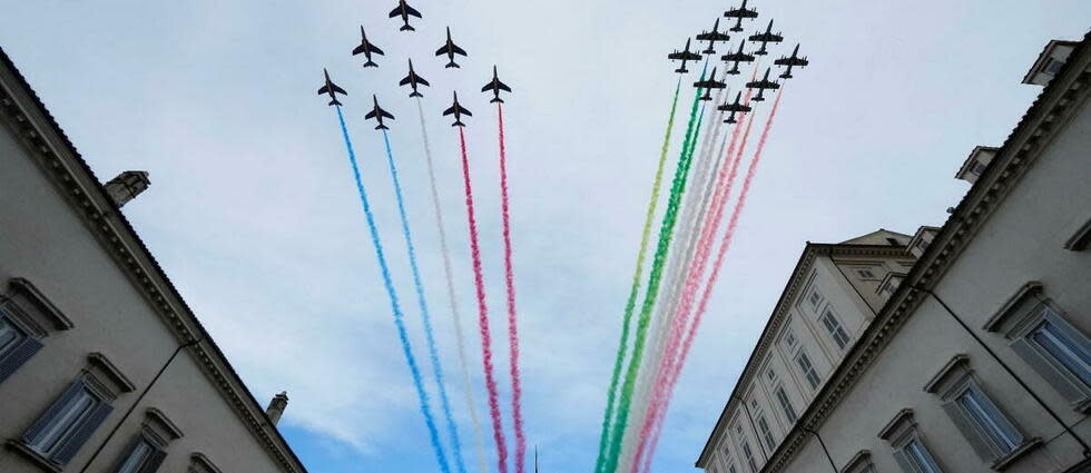 Ce service civique franco-italien était l'un des points prévus dans le traité du Quirinal, signé en 2021.  - Credit:ANDREW MEDICHINI / POOL / AFP