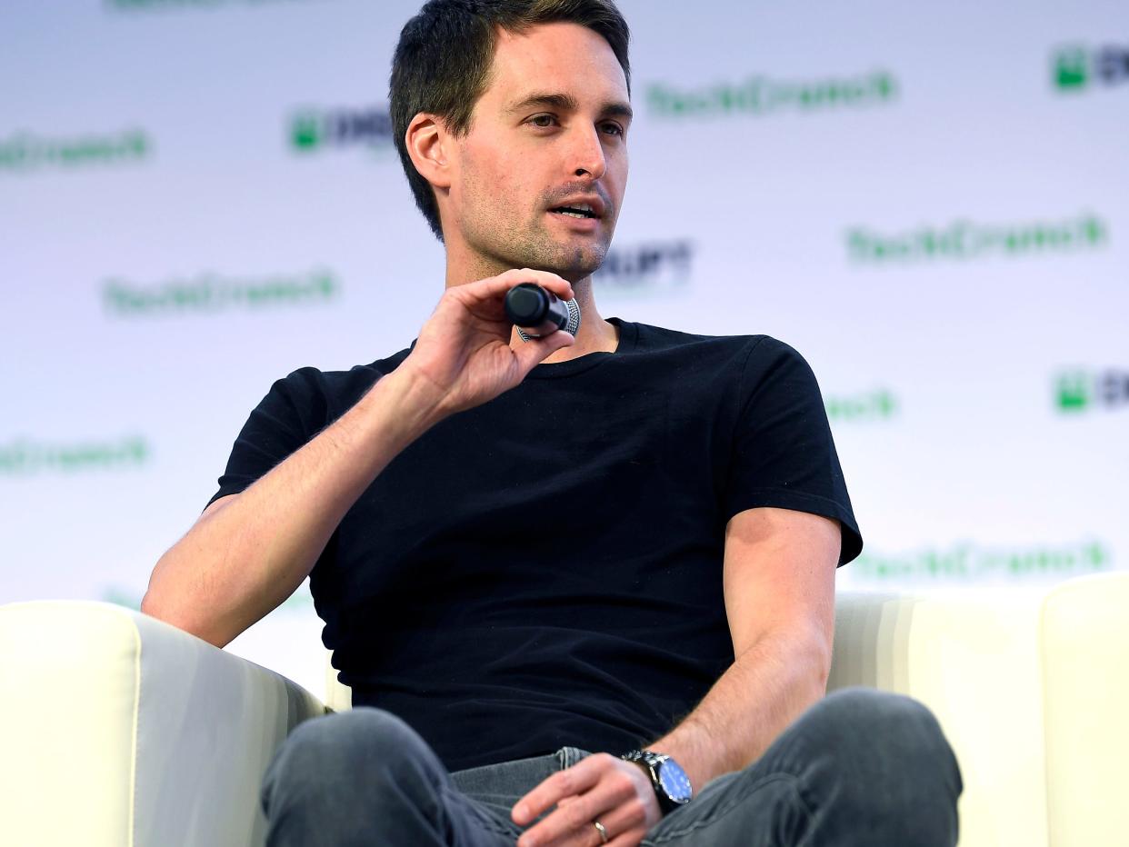 Snap Inc. Co-Founder & CEO Evan Spiegel speaks onstage during TechCrunch Disrupt San Francisco 2019 at Moscone Convention Center on October 04, 2019 in San Francisco, California