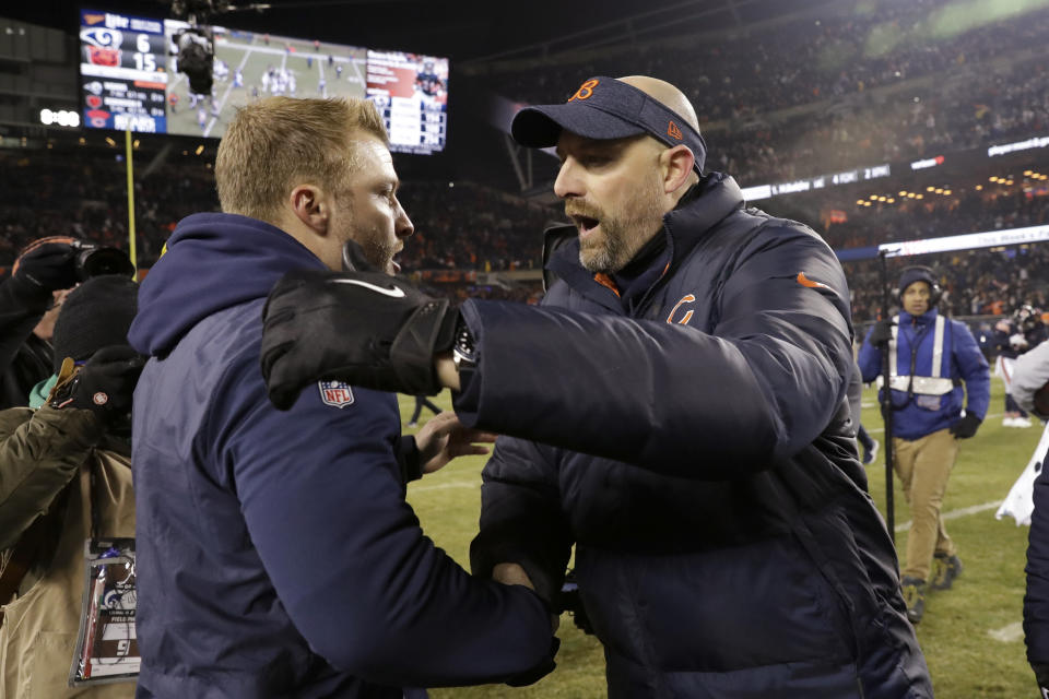 Matt Nagy (R) and Sean McVay are off to impressive starts in their head coaching careers in the NFL. Among their top strengths: offense. (AP)