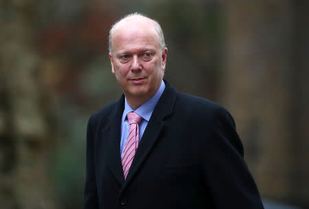 FILE PHOTO - Britain's Secretary of State for Transport Chris Grayling arrives in Downing Street, London, Britain, December 18, 2018. REUTERS/Hannah McKay