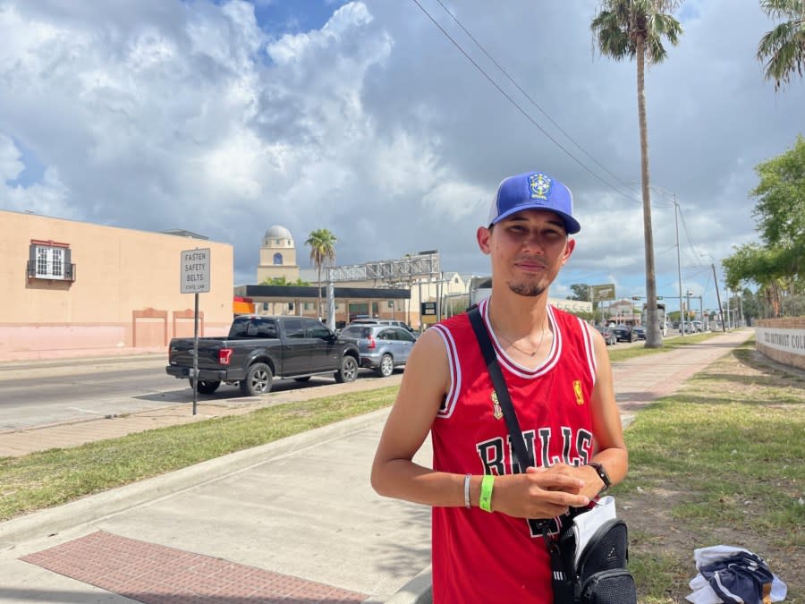 Venezuelan migrant Armando Garcia came legally to Brownsville, Texas, via an appointment with the CBP One app on Oct. 1, 2023. He is headed to Miami. (Sandra Sanchez/Border Report)