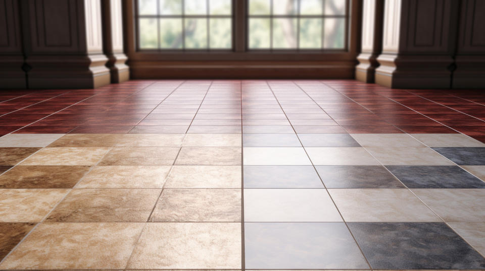 A luxury vinyl tile and carpet tile side-by-side, highlighting the diversity of flooring products.