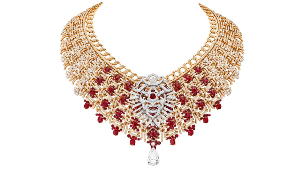 Tweed Royal necklace in yellow gold, white gold, diamonds and rubies