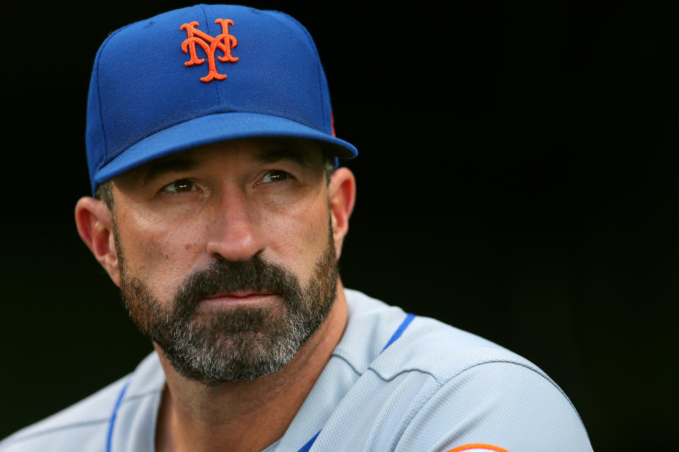 PHILADELPHIA, PA - JUNE 26: Manager Mickey Callaway #36 of the New York Mets in action against the Philadelphia Phillies during a baseball game at Citizens Bank Park on June 26, 2019 in Philadelphia, Pennsylvania. The Phillies defeated the Mets 5-4. (Photo by Rich Schultz/Getty Images)