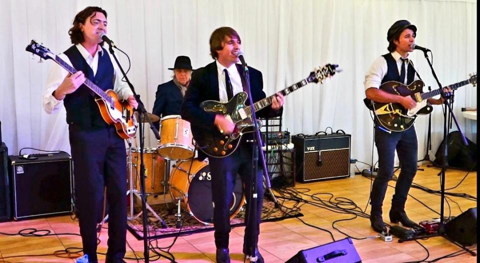 Local Beatles tribute band The Star Club will perform at the International Beatlesweek Festival in August. They are, from left, Patrick Foley of Taunton, Bob Boyer of New Bedford, Ian Motha of South Dartmouth, and Keith Silvia of Freetown.