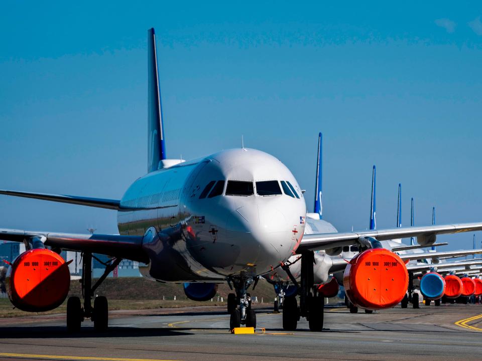 Grounded planes Scandinavian Airlines