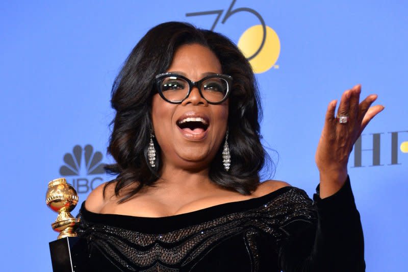 Oprah Winfrey, recipient of the Cecil B. DeMille Award appears backstage during the 75th annual Golden Globe Awards at the Beverly Hilton Hotel in Beverly Hills, Calif., on January 7. On February 26, 1998, a federal jury in Amarillo, Texas, ruled in favor of Oprah Winfrey in a lawsuit filed by Texas cattlemen who said she caused beef prices to fall with a talk show about "mad cow" disease. File Photo by Jim Ruymen/UPI