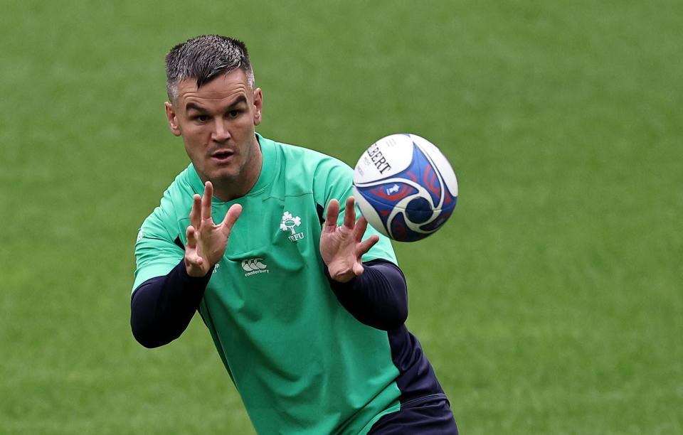 Johnny Sexton in action during training at the Stade de France (AFP via Getty Images)