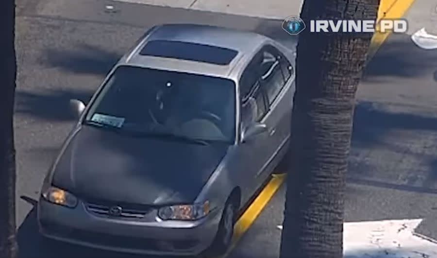 The suspects' vehicle pulling into the Target parking lot. (Irvine Police Deaprtment)