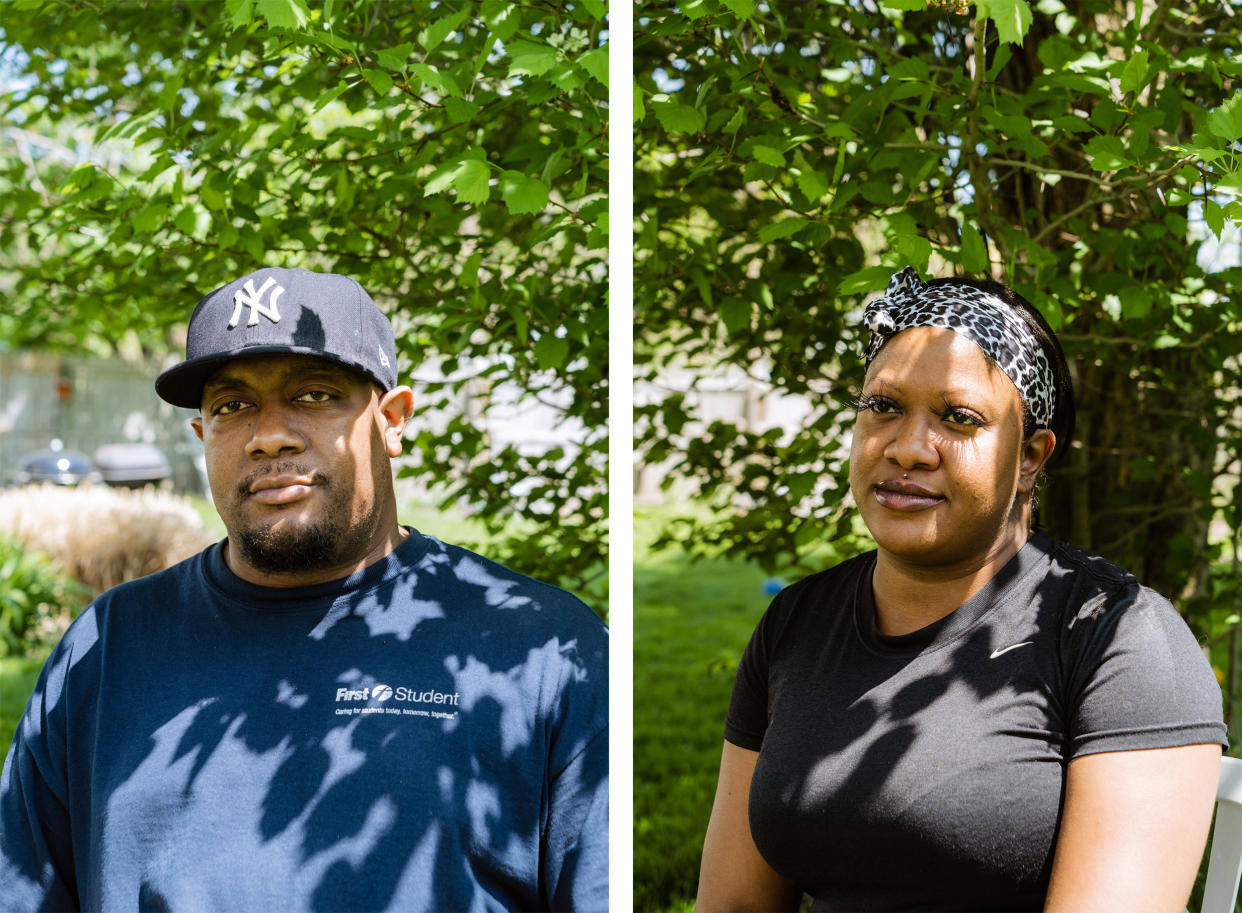 Katherine Massey's nephew Demetrius Massey and niece Dawn Massey. (Joshua Thermidor for NBC News)