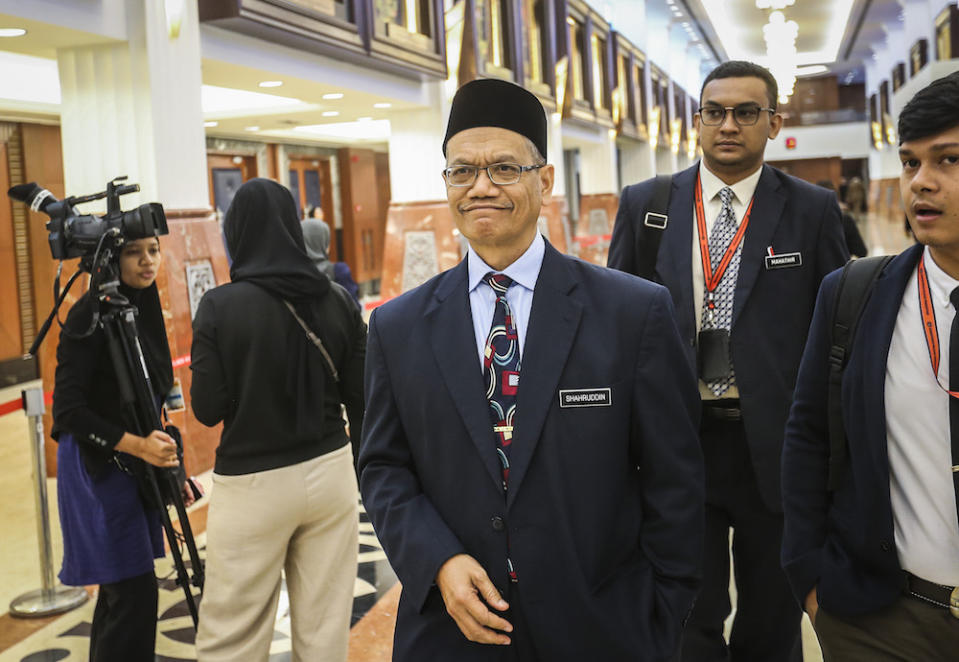 Datuk Shahruddin Md Salleh is pictured in Parliament in Kuala Lumpur March 25, 2019. — Picture by Firdaus Latif