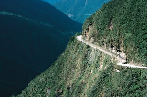 The "world's most dangerous road" in Bolivia - Credit: This content is subject to copyright./DEA / G. SIOEN