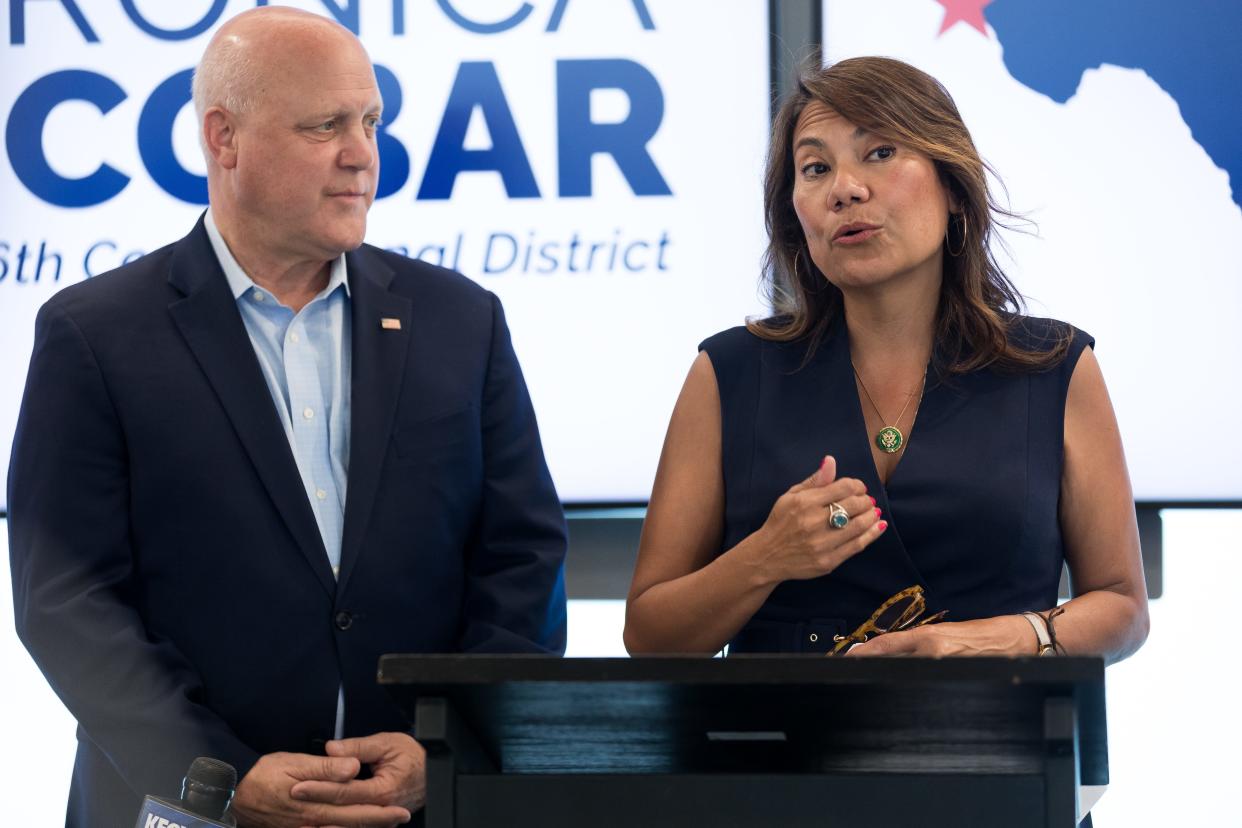 Congresswoman Veronica Escobar holds a press conference with Senior Advisor to President Biden Mitch Landrieu, Local Leadership, on Saturday, July 8, 2023, at the Blue Flame Building in Downtown El Paso.