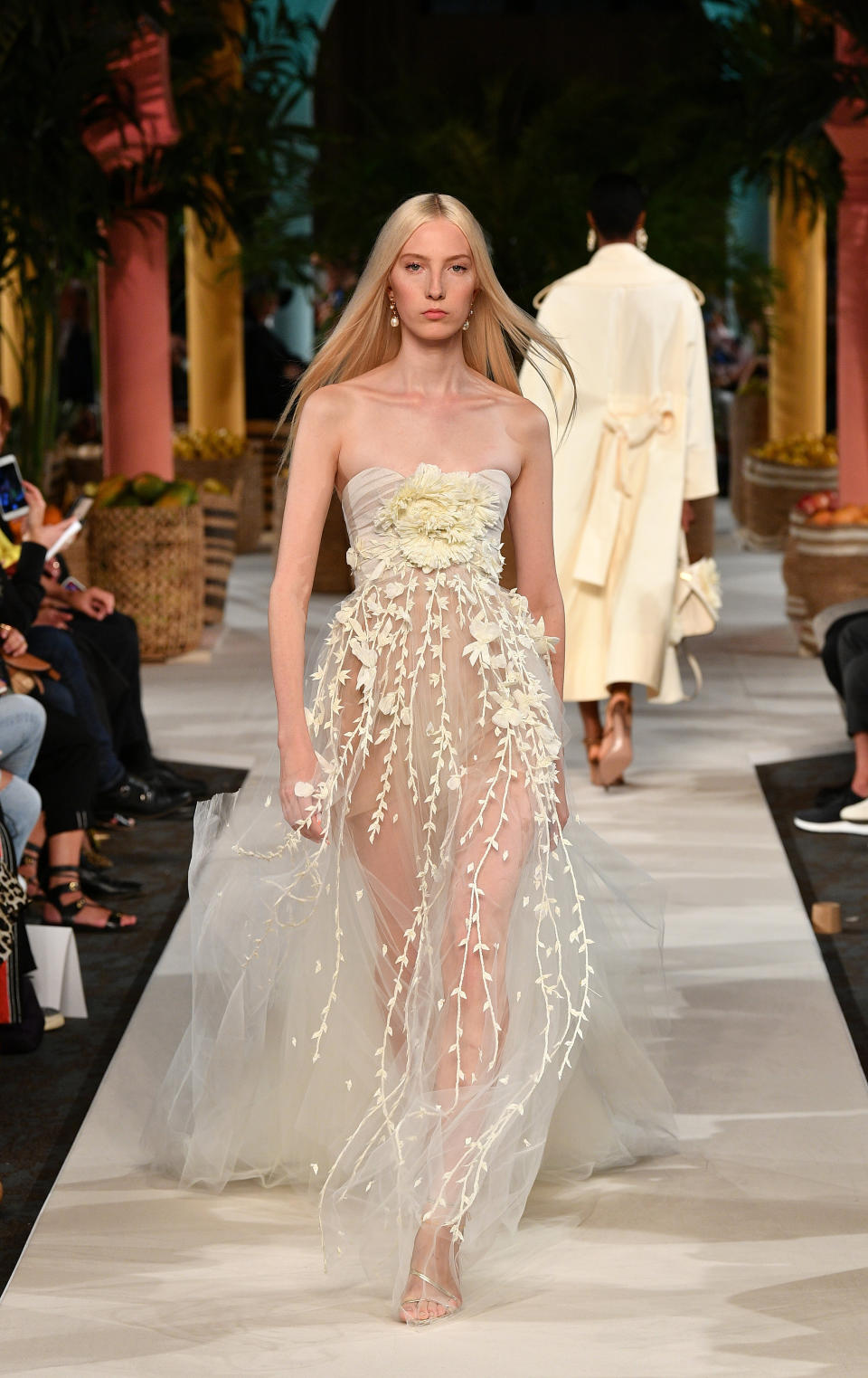 A model walks the runway for Oscar de la Renta during New York Fashion Week on Sept. 10.&nbsp;