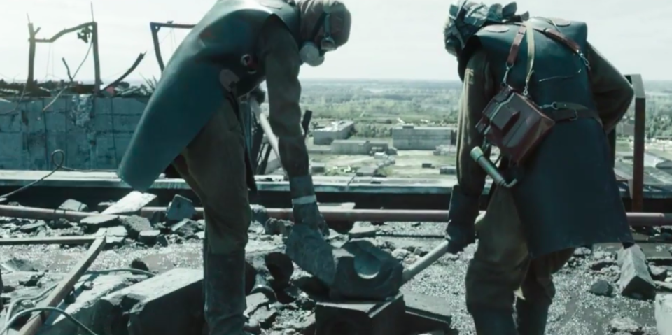 Chernobyl liquidators on the roof