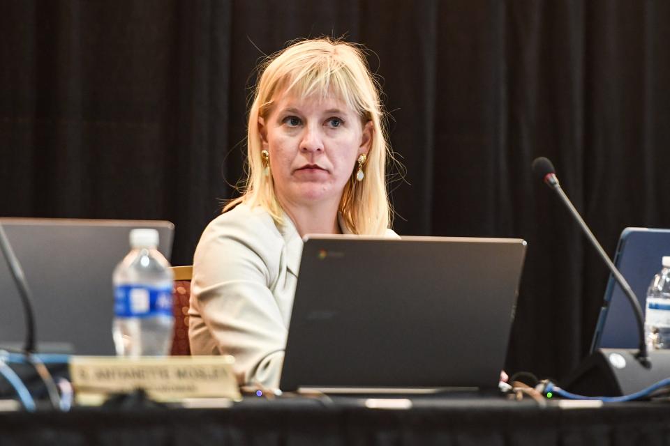 Asheville councilwoman Sage Turner listens to a presentation during an open space standards workshop before a formal city council meeting on March 8, 2022.