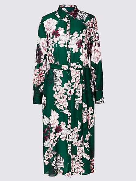 8) Floral print longline shift midi dress