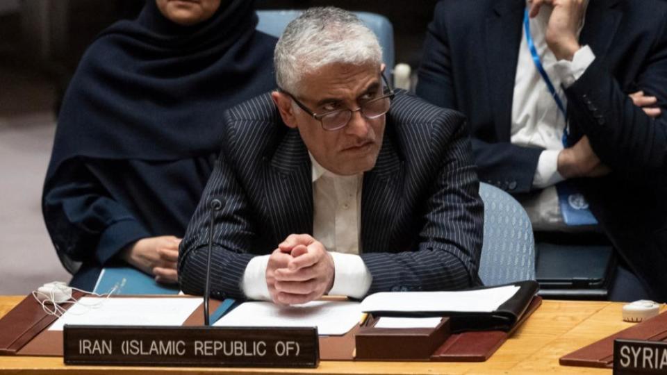 伊朗駐聯合國代表伊拉法尼與以色列在安理會發生爭執。（圖／達志影像美聯社）